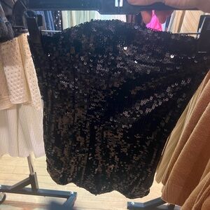 WeWoreWhat Black Sequin Strapless Top